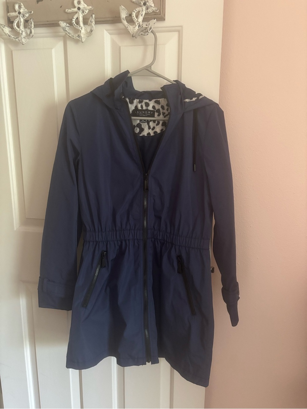 Laundry By Shelli Segal Navy Hooded Trench Anorak